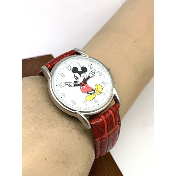 Disney Mickey Mouse Women\'s Watch White Dial 35mm Red Leather Band WDS000402 main image 7